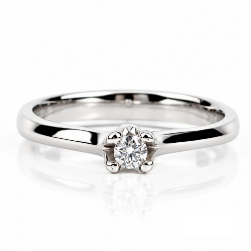 18К Бяло Злато Годежен Пръстен с Диамант   Bloom Jewellery